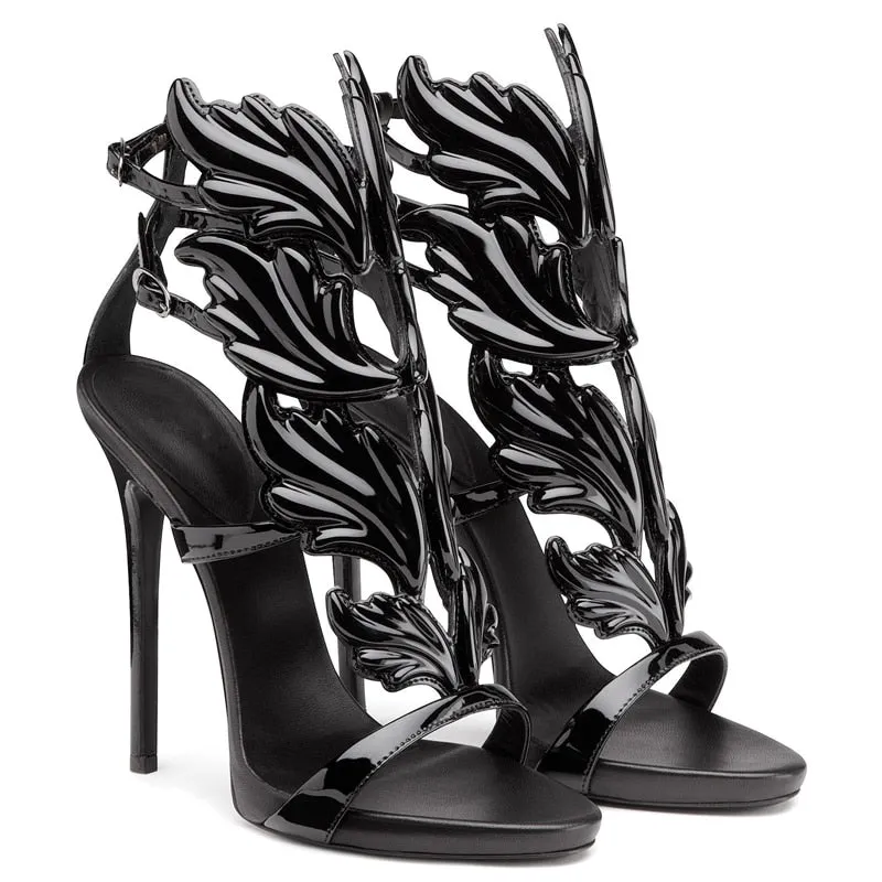 Leather Women Gold Leaf Flame Gladiator Sandal