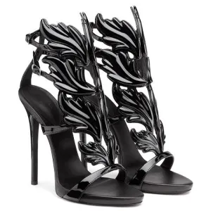 Leather Women Gold Leaf Flame Gladiator Sandal