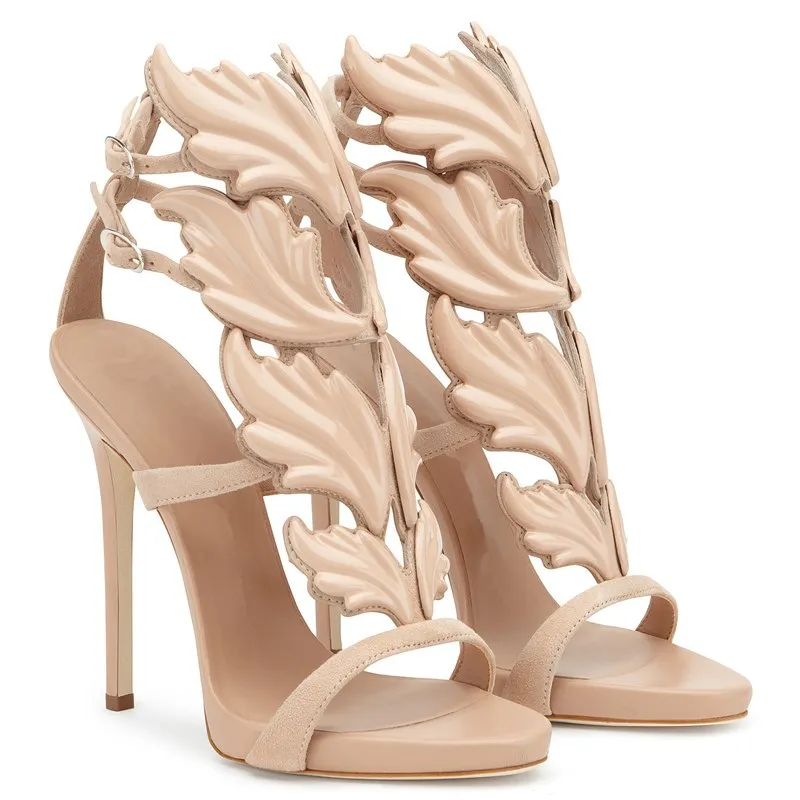 Leather Women Gold Leaf Flame Gladiator Sandal