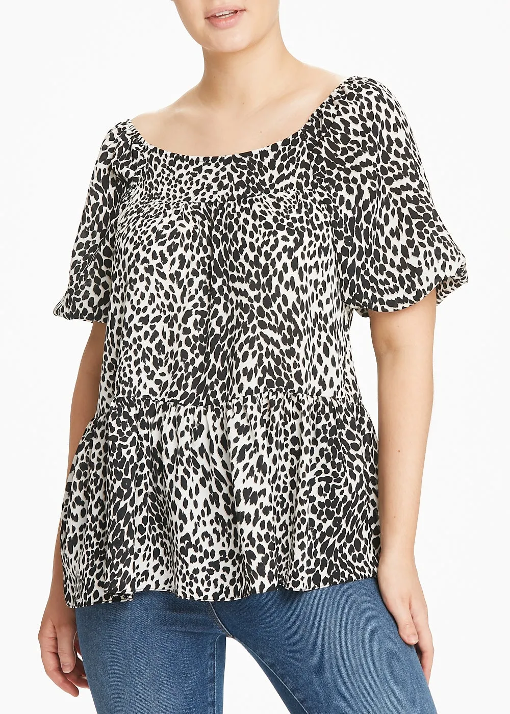 Leopard Print Peplum Blouse