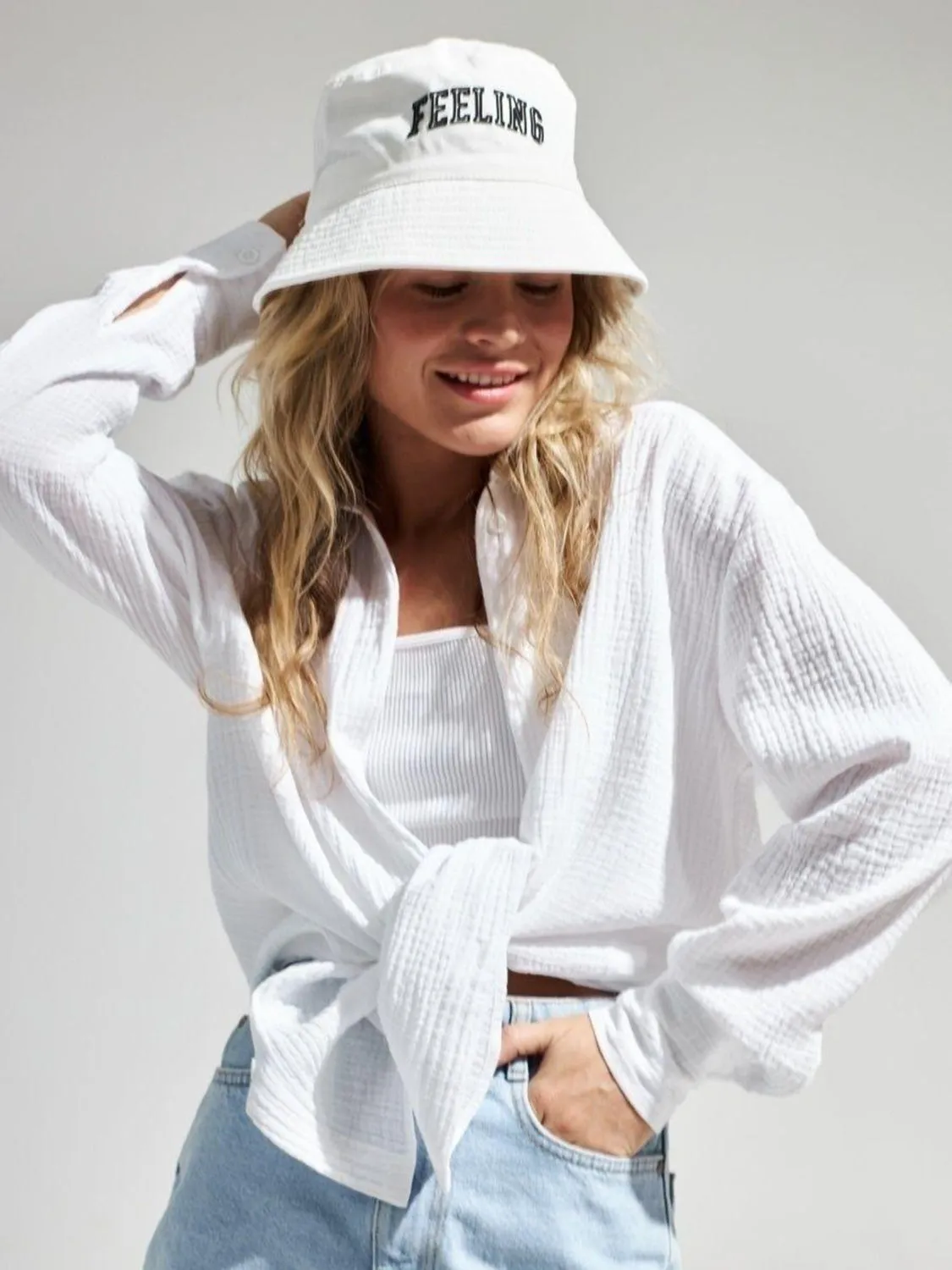 Lera Textured Collared Neck Long Sleeve Shirt