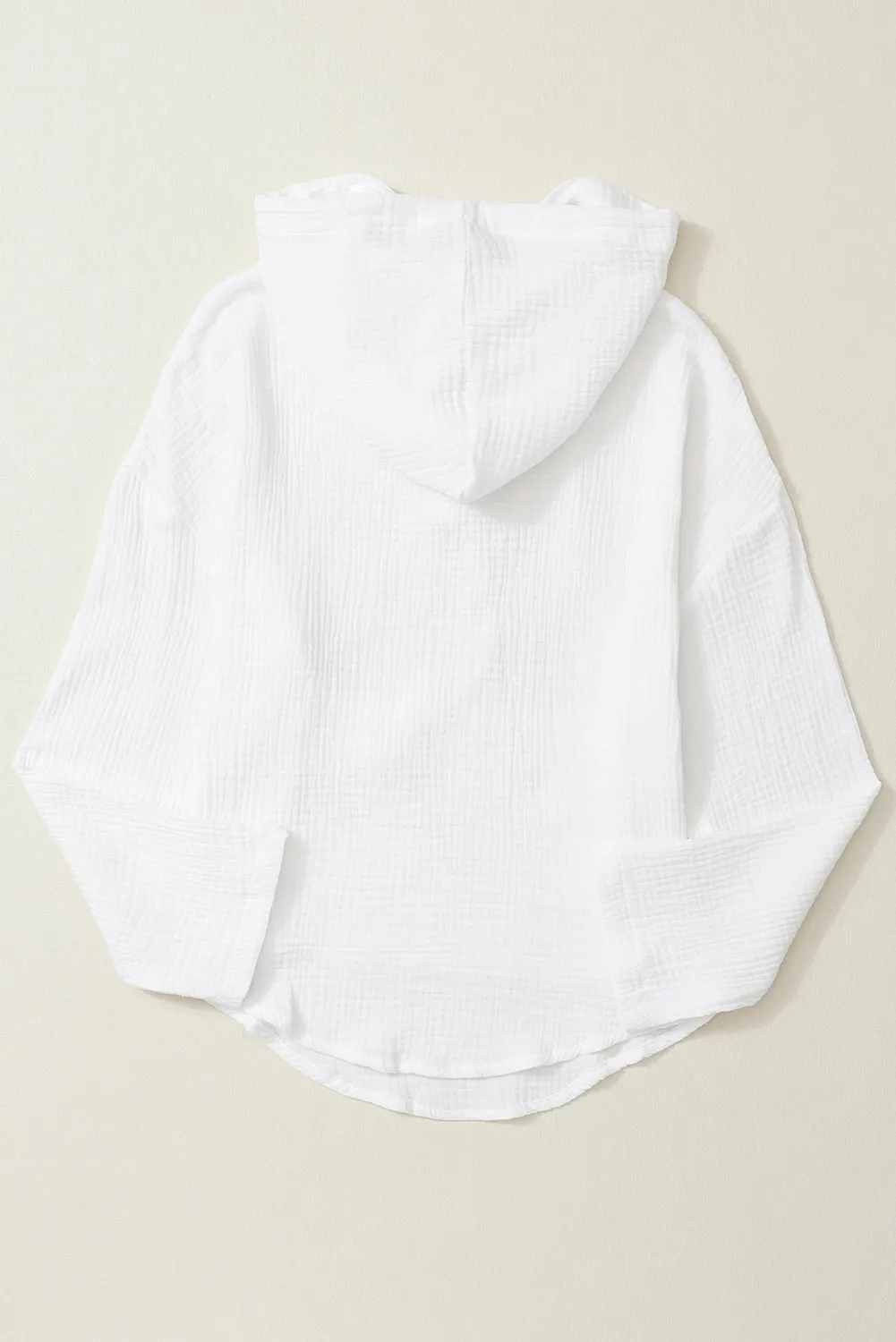 Lightweight Crinkle Hooded Blouse