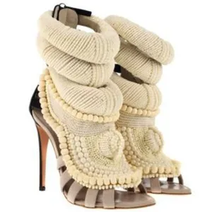 Luxury Pearl Embellished Peep toe Sandals Woman