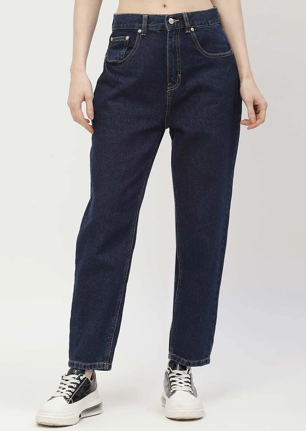 Madame Low Rise Dark Blue Mom Fit Jeans