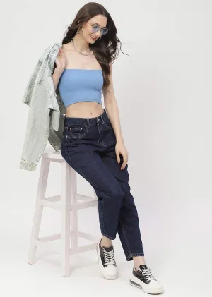 Madame Low Rise Dark Blue Mom Fit Jeans