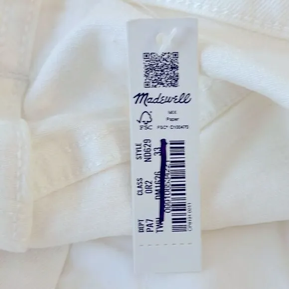 Madewell NWT Curvy Perfect Vintage Jeans Size 33 in Tile White