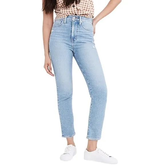 Madewell The Mom Jeans High Rise Blue Harnett Wash Women 33