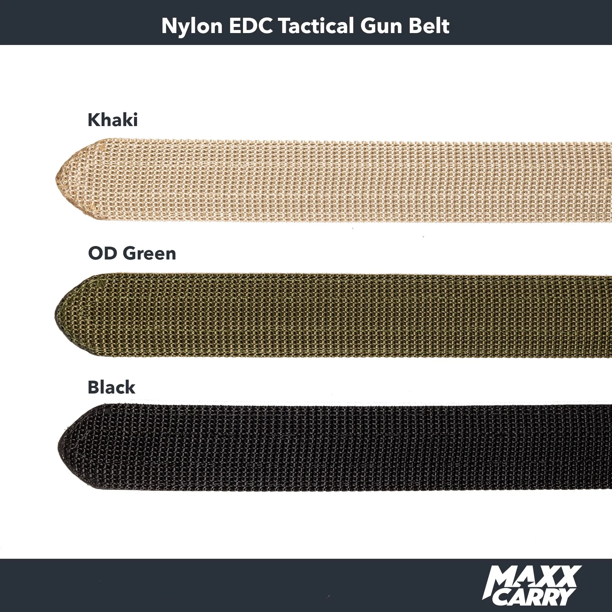 Maxx Carry Black EDC Tactical Gun Belt Reinforced Liner Ratchet Track Technology Design Adjustable up to 50"