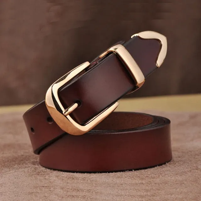 MEDYLA Women's Belt Genuine Leather Fashion Retro Belts High Quality Luxury Brand Ladies Alloy Buckle Casual Jeans Belt