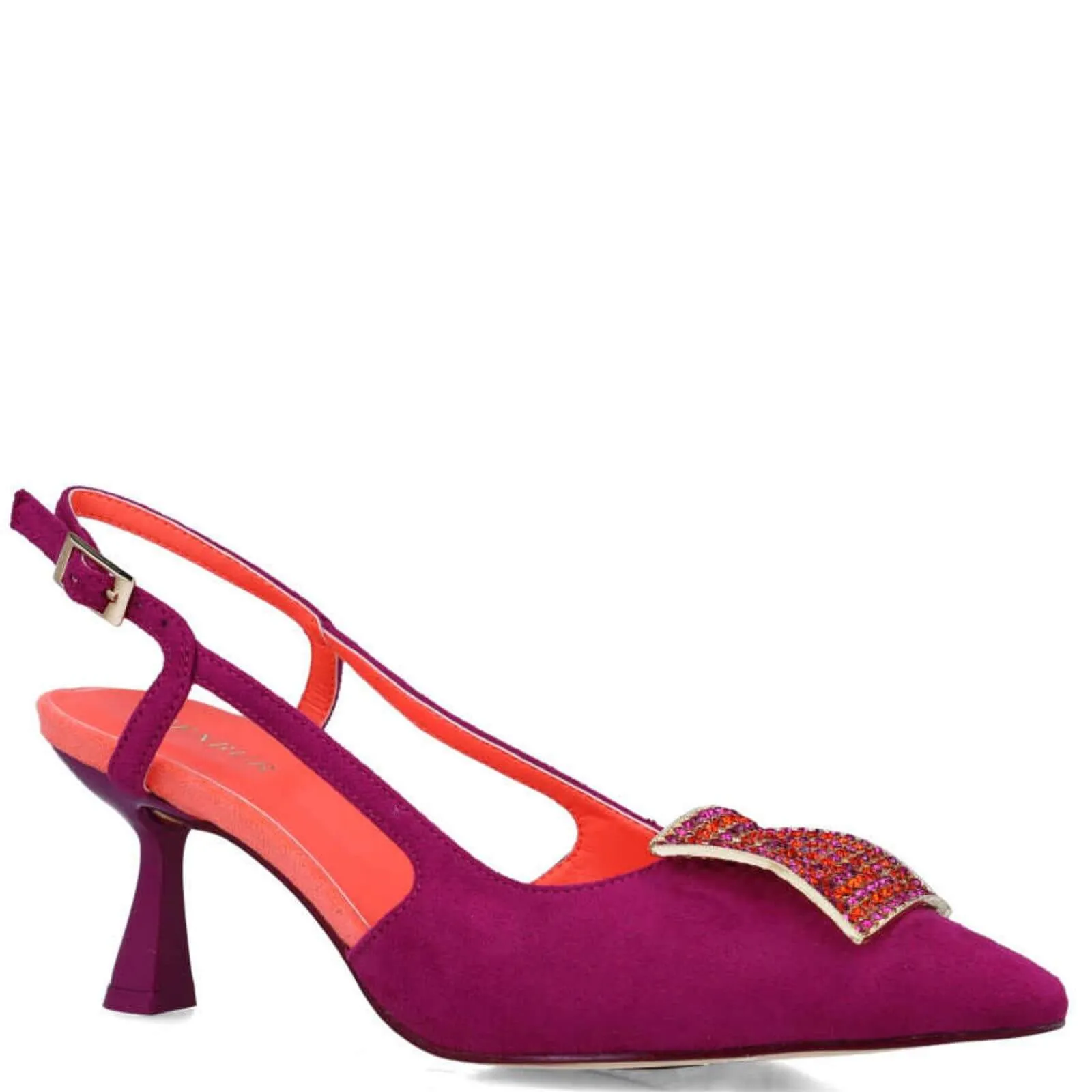 Menbur Purple & Orange Sling Back Kitten Heels