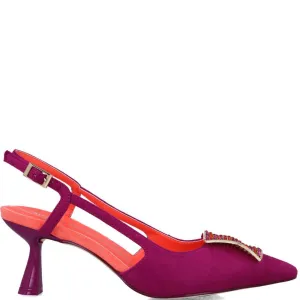 Menbur Purple & Orange Sling Back Kitten Heels