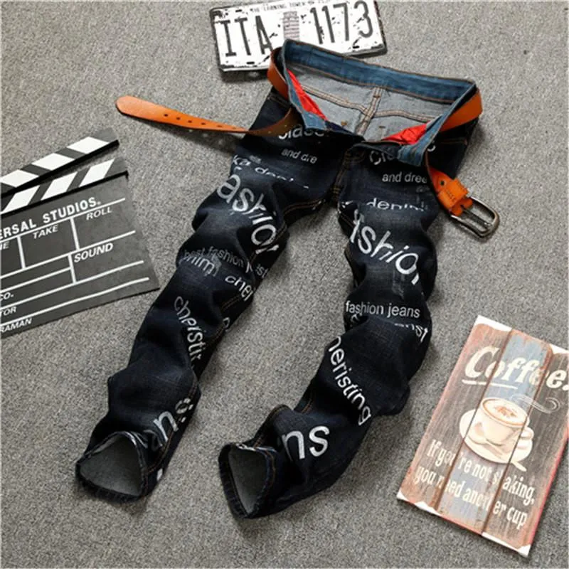 Men's Fashion Lettered Jeans