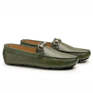 Mens Green Horse Bit Driving Loafers