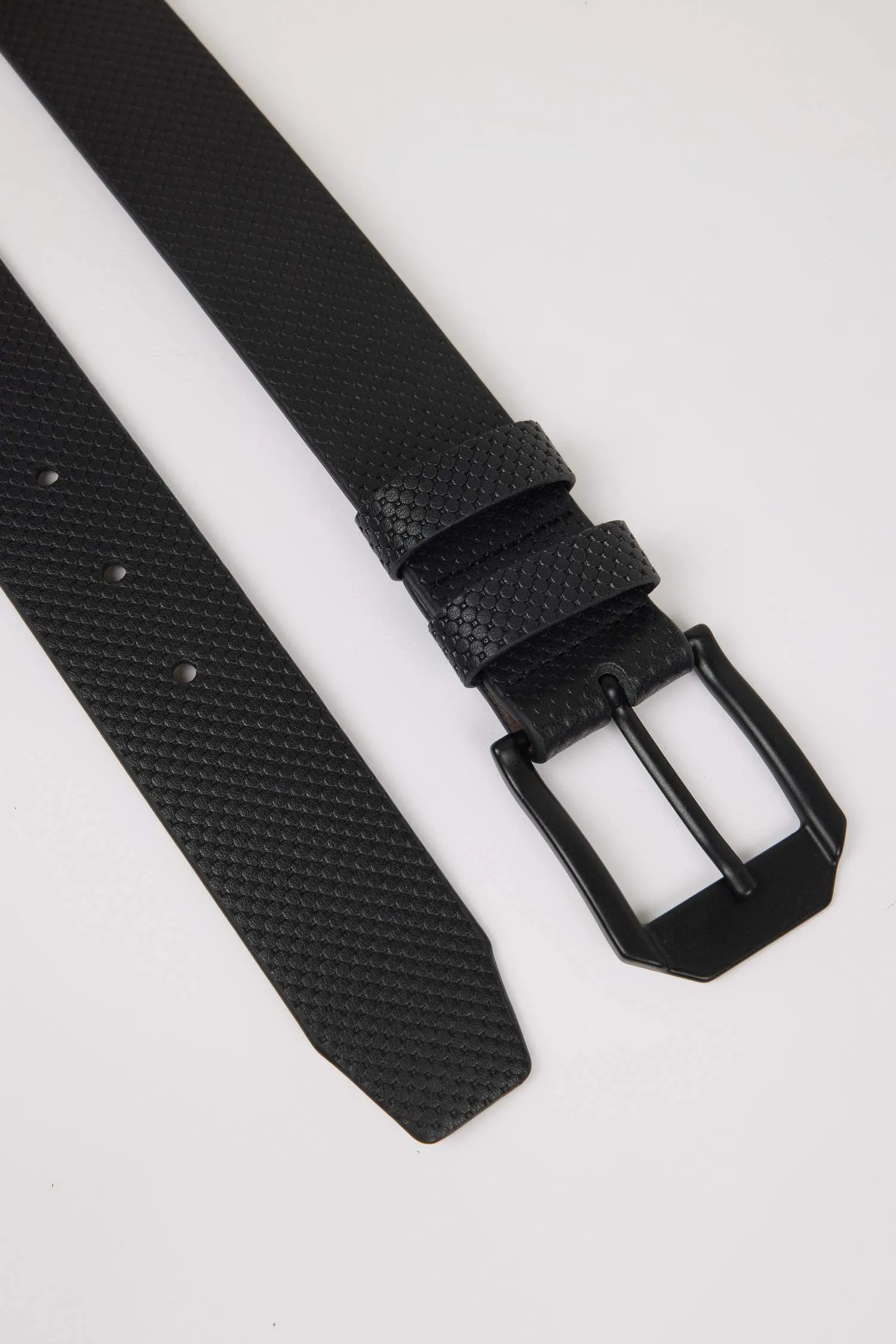 Mens Rectangular Buckle Faux Leather Jean Belt