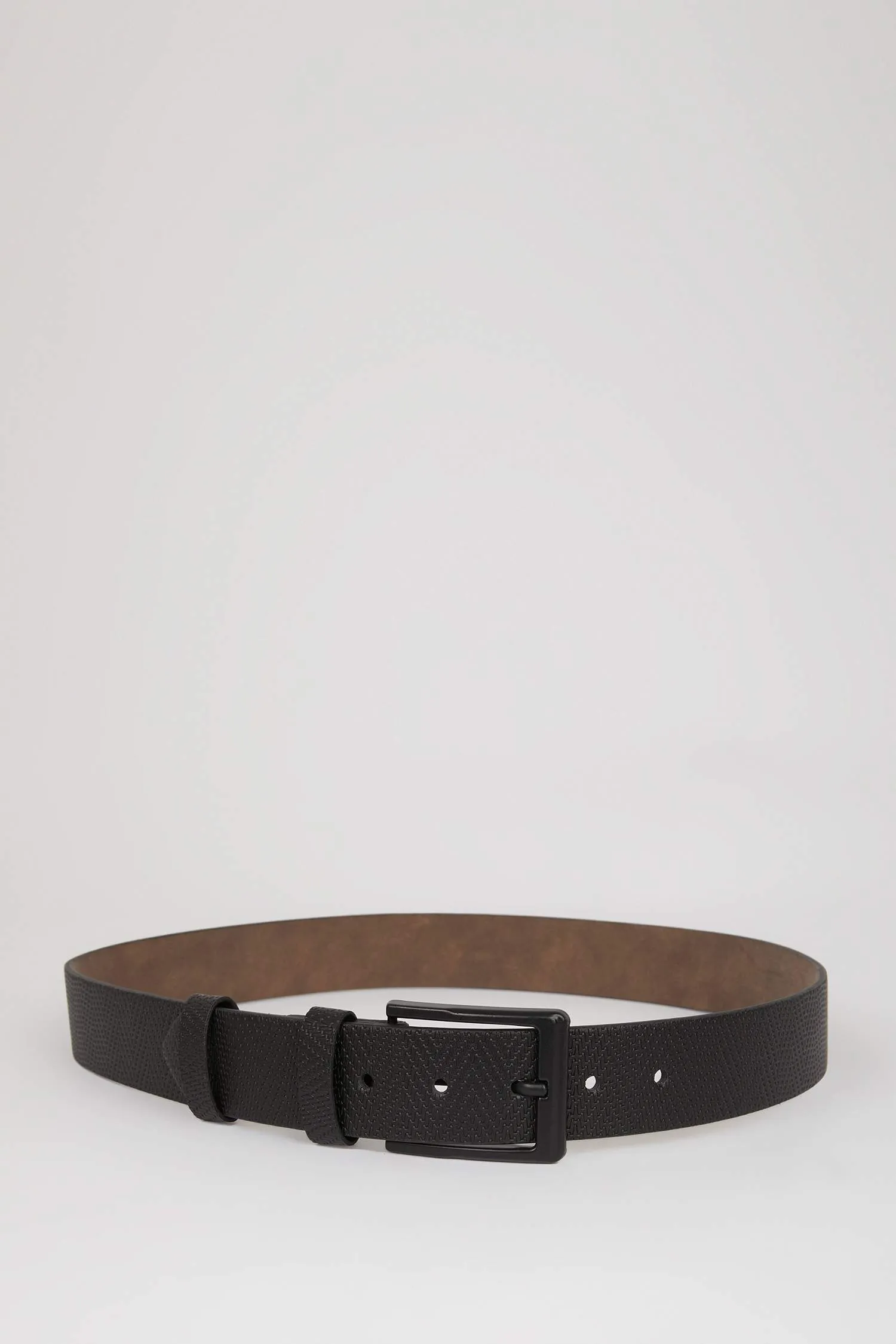 Mens Rectangular Buckle Faux Leather Jean Belt