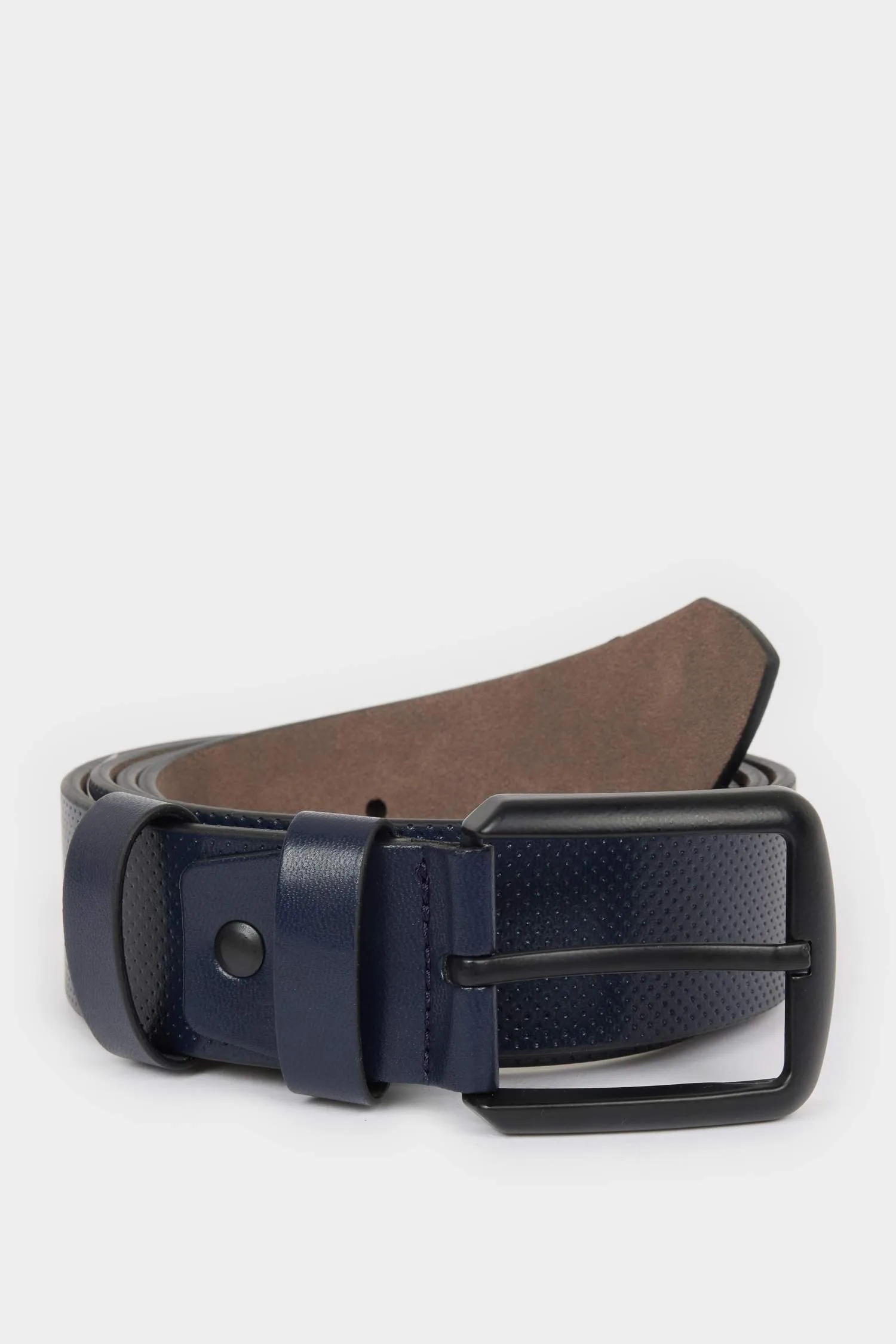 Mens Rectangular Buckle Faux Leather Jean Belt