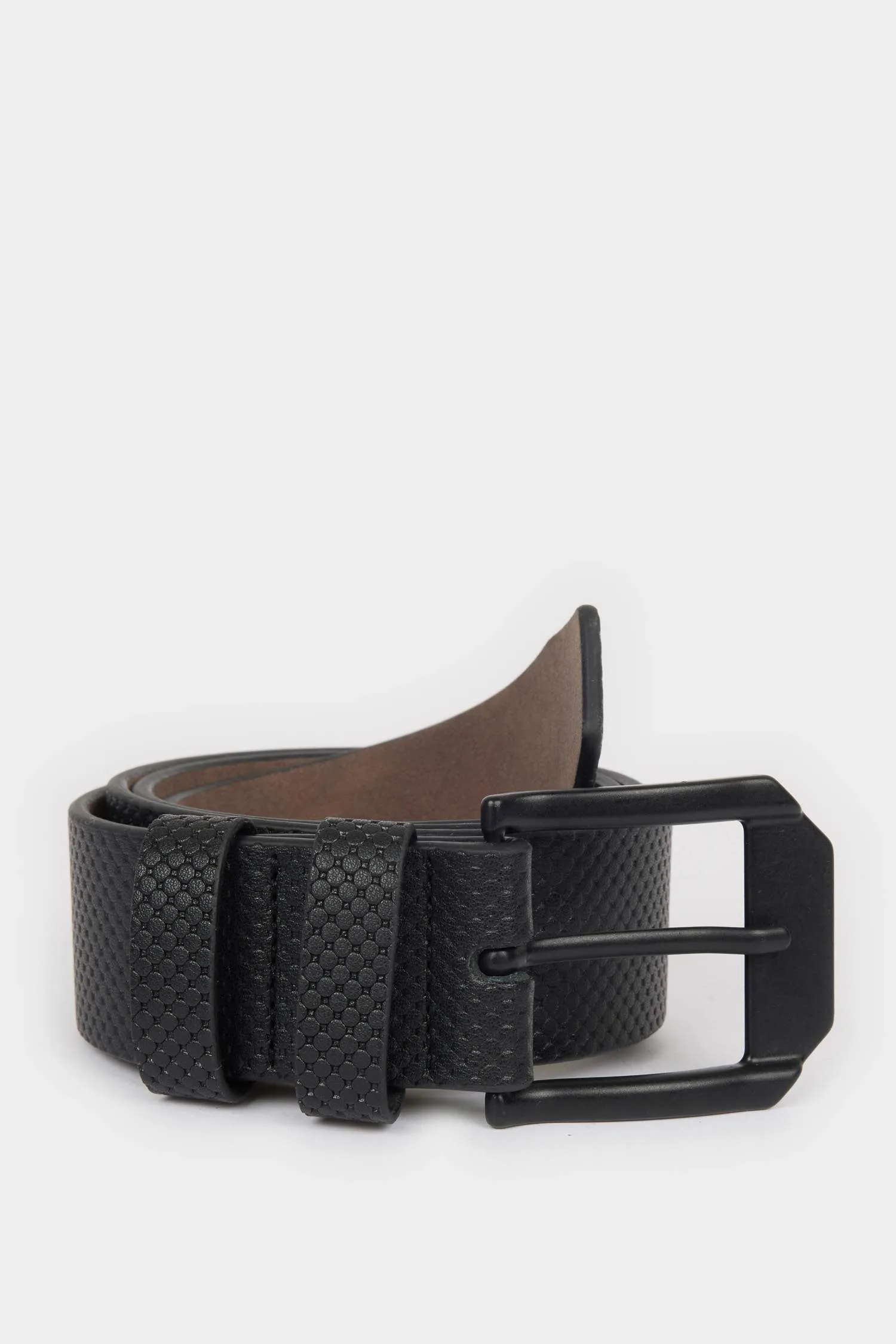 Mens Rectangular Buckle Faux Leather Jean Belt
