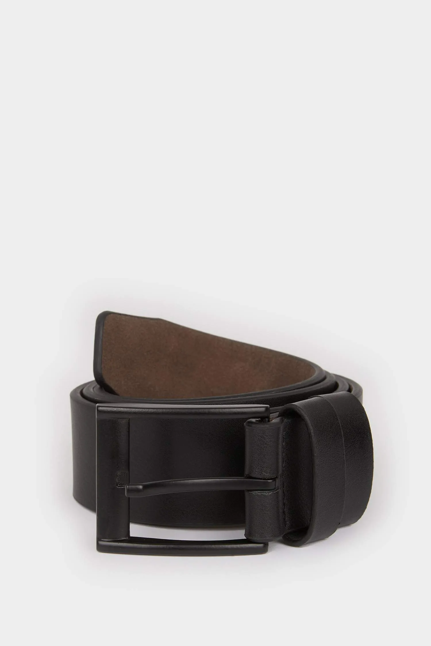 Mens Rectangular Buckle Faux Leather Jean Belt