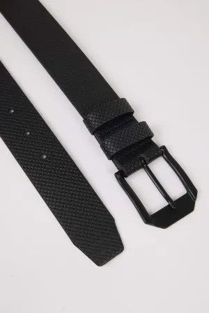 Mens Rectangular Buckle Faux Leather Jean Belt