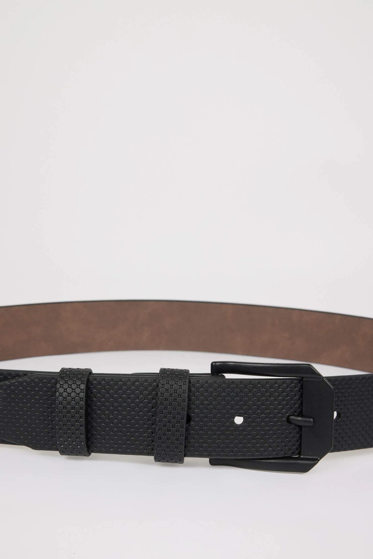 Mens Rectangular Buckle Faux Leather Jean Belt