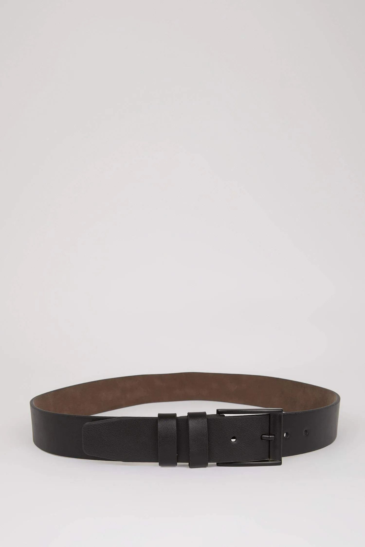 Mens Rectangular Buckle Faux Leather Jean Belt