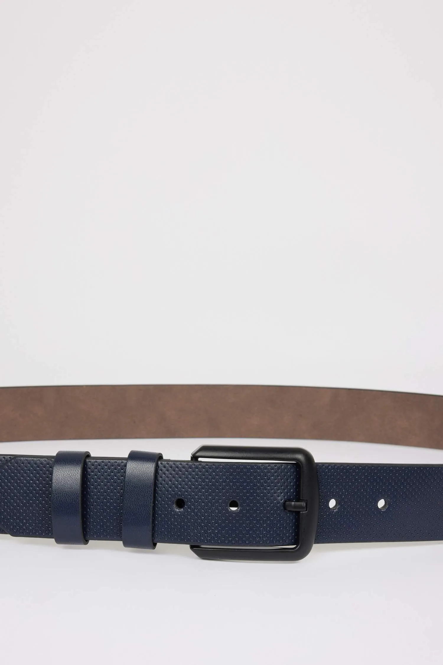 Mens Rectangular Buckle Faux Leather Jean Belt