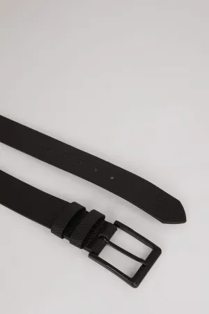 Mens Rectangular Buckle Faux Leather Jean Belt