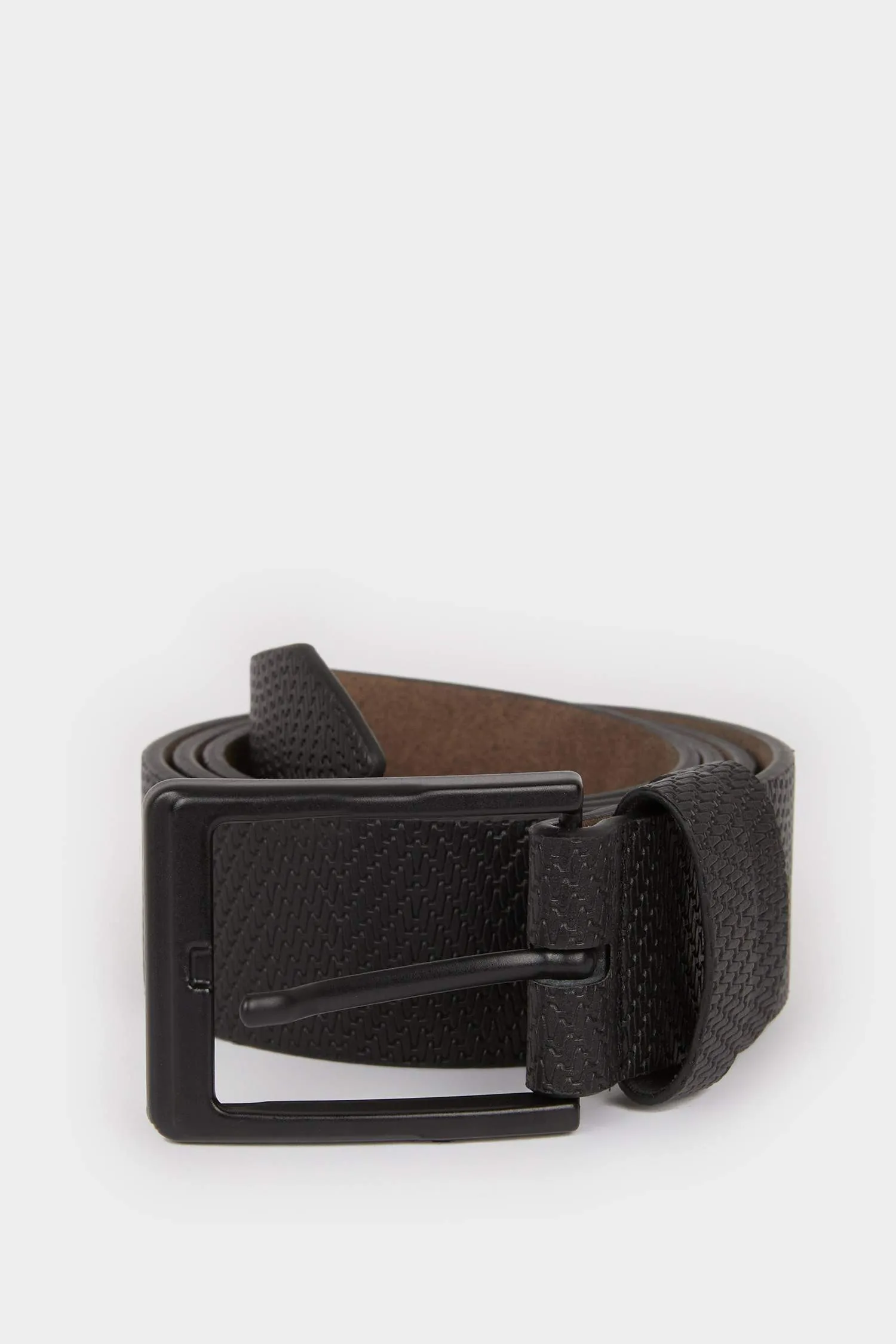 Mens Rectangular Buckle Faux Leather Jean Belt