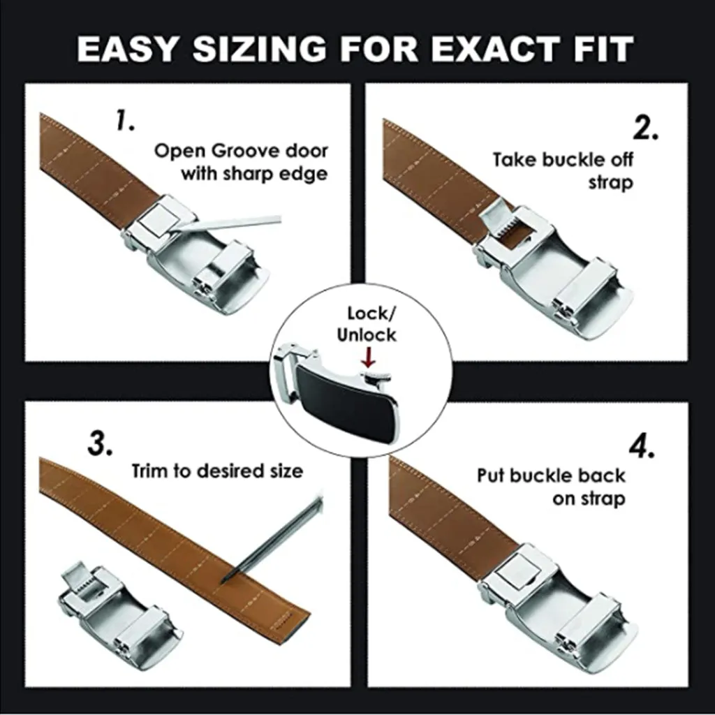 Men's Roxoni Ultra Soft Geniune Leather Ratchet Belt with Automatic Buckle
