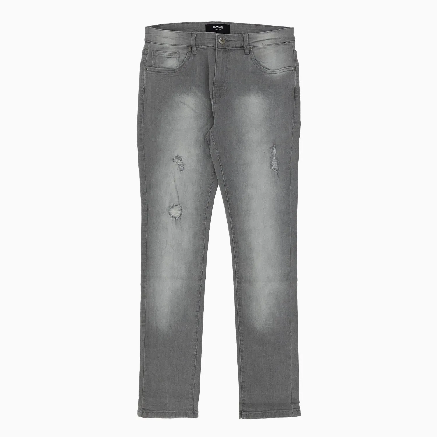 Men's Savar Light Grey Slim Denim Jeans Pant