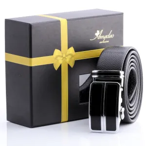 Men's Smart Ratchet No Holes Automatic Buckle Belt in Silver & Black Color