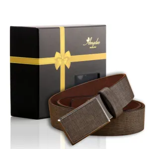 Men's Stainless Steel Buckle Tan Belt