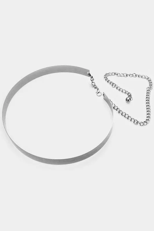 Metal Bar Waist Belt In Silver