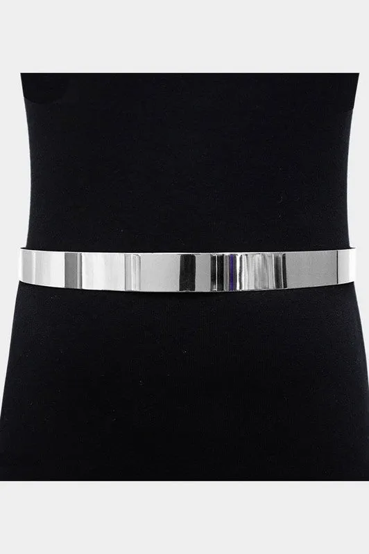 Metal Bar Waist Belt In Silver