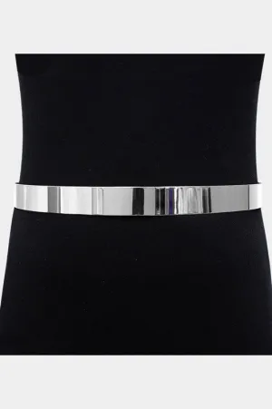 Metal Bar Waist Belt In Silver