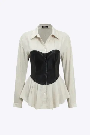 Mia - Bold Patchwork Statement Woman's Long Sleeve Shirt