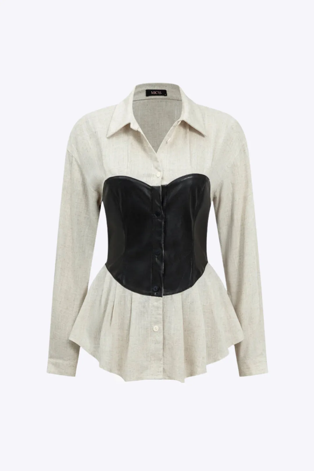 Mia - Bold Patchwork Statement Woman's Long Sleeve Shirt