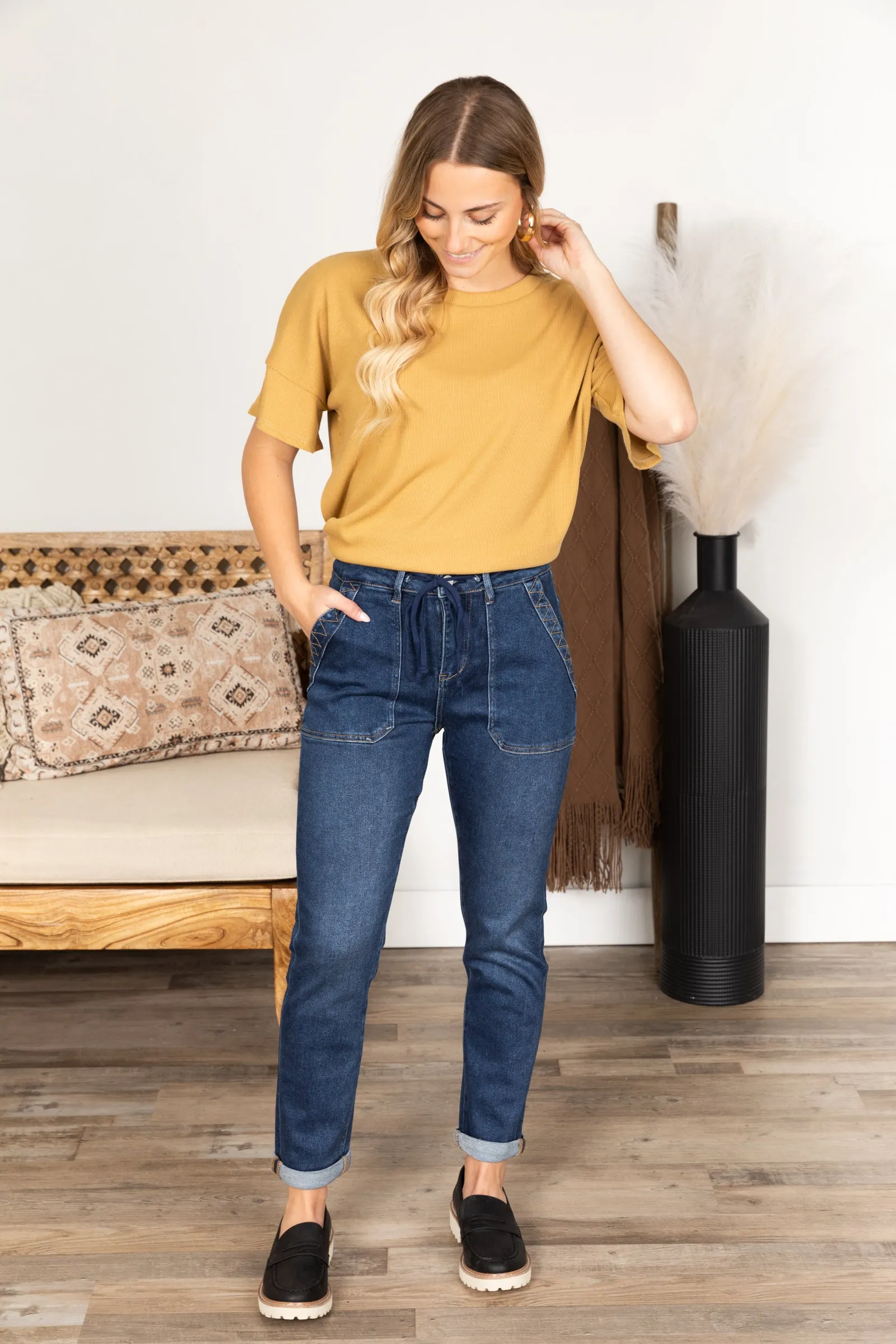 Mica Denim High Rise Mom Jogger