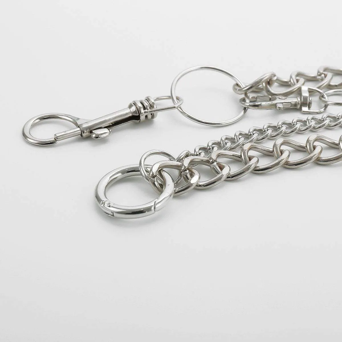 Minimalist Layered Silver Tone Metal Curb Link Trouser Chain