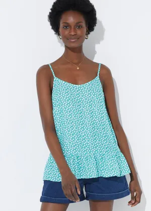 Mint Spot Print Peplum Cami Top