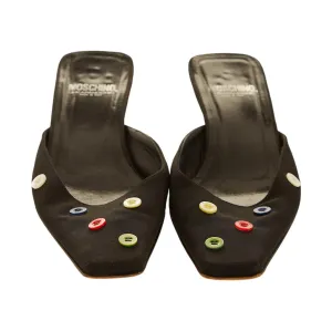 Moschino Black Button Kitten Heels