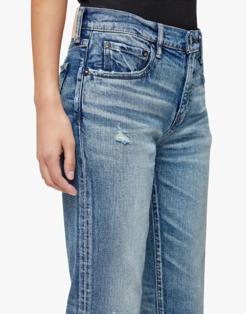 Moussy Vintage Linden Slim Straight Jeans in Light Blue
