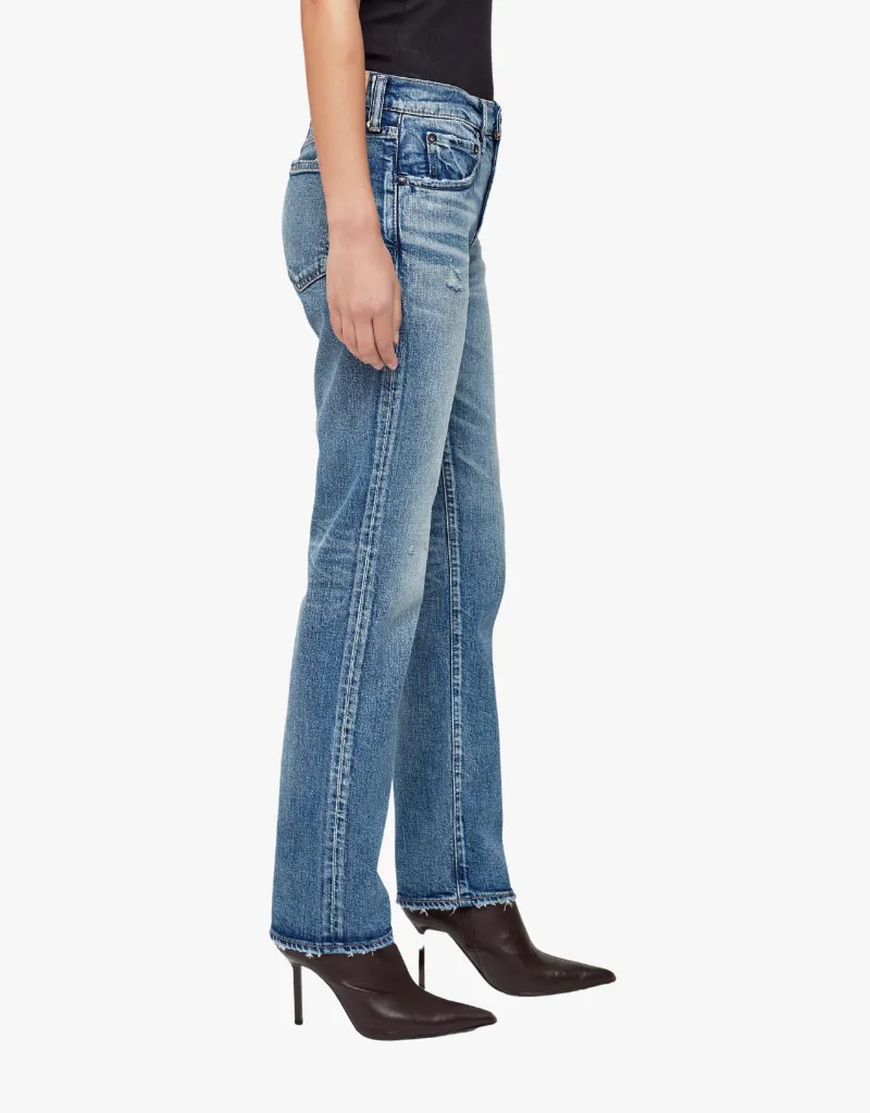Moussy Vintage Linden Slim Straight Jeans in Light Blue
