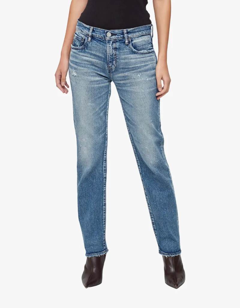 Moussy Vintage Linden Slim Straight Jeans in Light Blue
