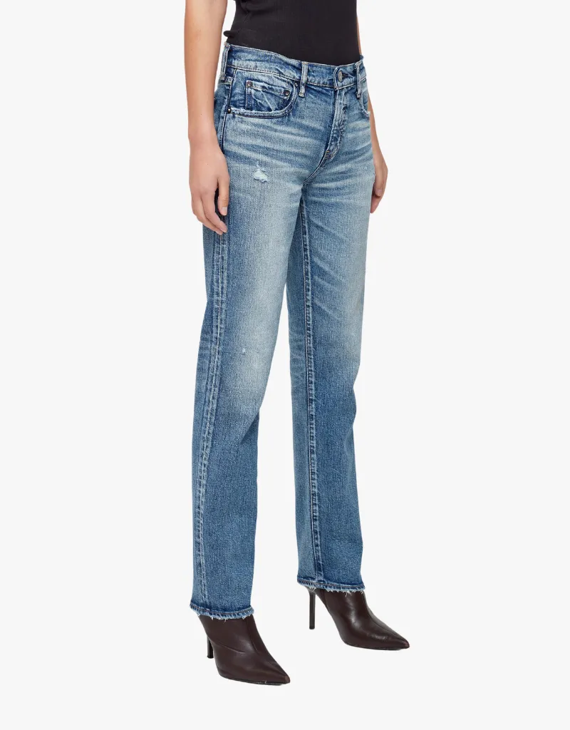 Moussy Vintage Linden Slim Straight Jeans in Light Blue
