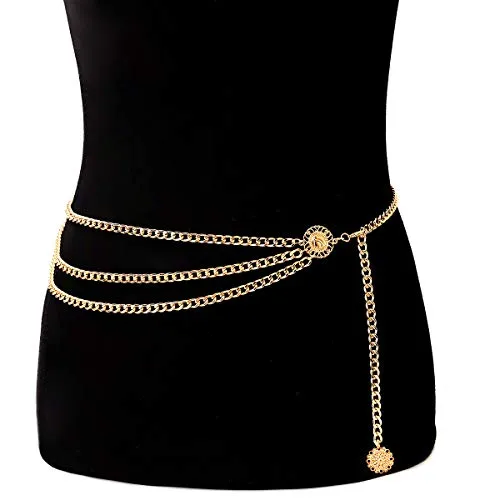 Multi layer Metal Waist Chain Belt for Women by Glamorstar