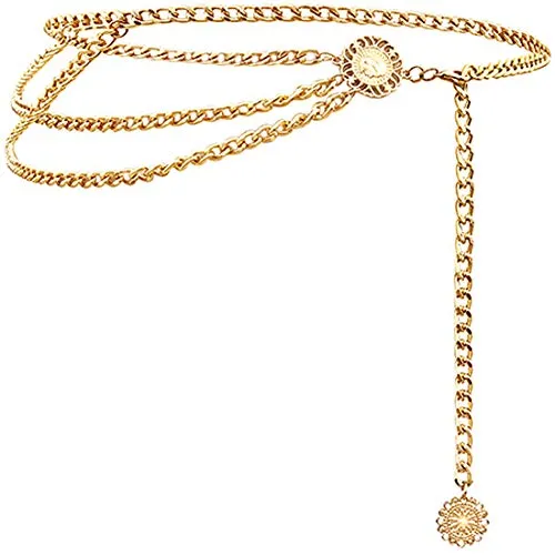 Multi layer Metal Waist Chain Belt for Women by Glamorstar