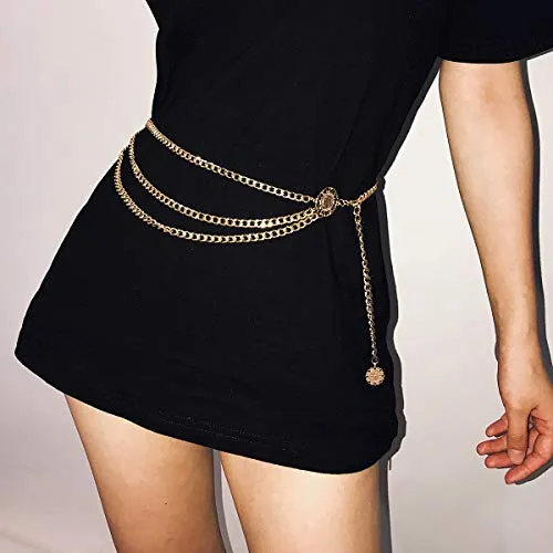 Multi layer Metal Waist Chain Belt for Women by Glamorstar