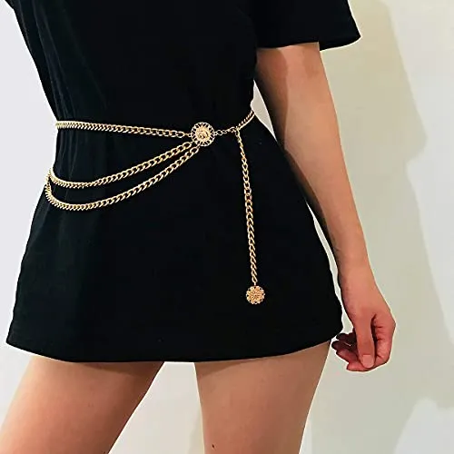 Multi layer Metal Waist Chain Belt for Women by Glamorstar