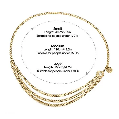 Multi layer Metal Waist Chain Belt for Women by Glamorstar